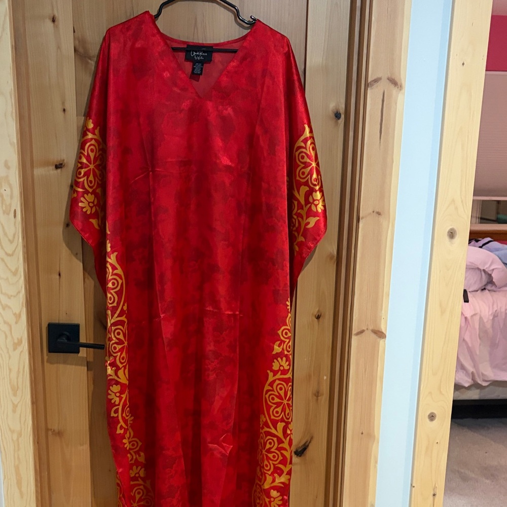 Red and Gold Kaftan Dress